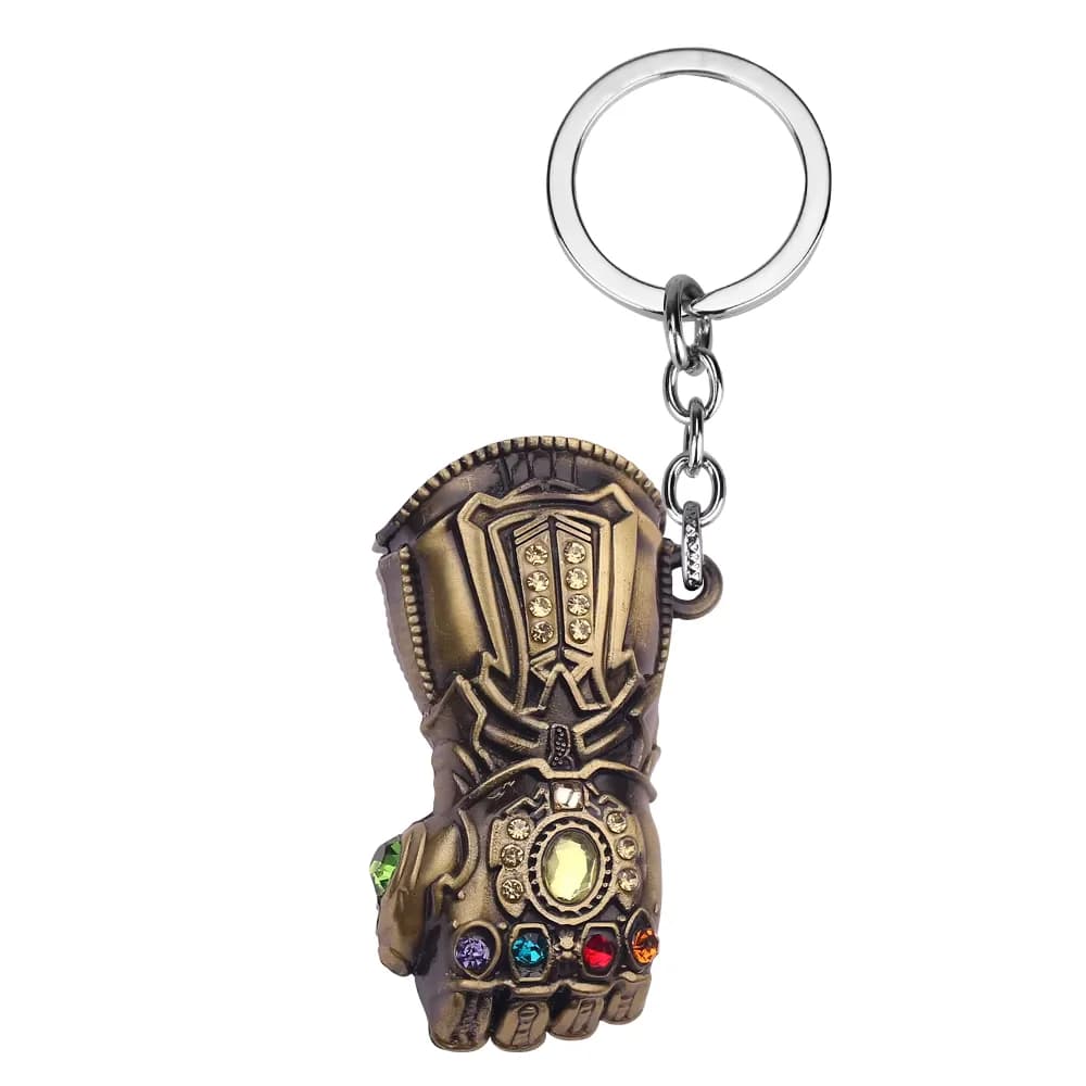Llavero Guantelete de Thanos Marvel Avengers - Accesorio Metálico Dorado de Colección con Gemas del Infinito